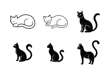 cat face silhouette vector icon minimal cute style 26