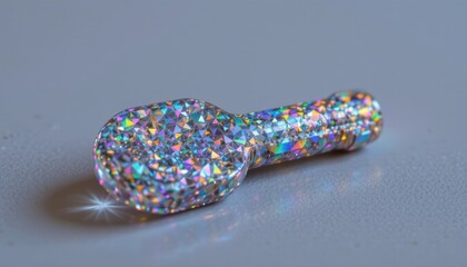 Fototapeta premium A holographic key made up of countless tiny particles creates a dazzling display of shimmering colors and intricate patterns