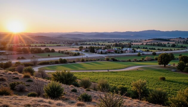 The landscape in Tracy, California is characterized by rolling hills, vast open spaces, and vibrant green fields dotted with clusters of trees