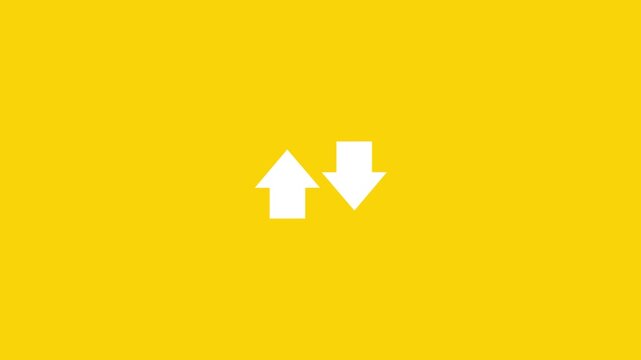 up and down animated white arrow, abstract directional arrow icon on colour background.