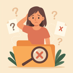 Missing File Error Illustration, No Data Found or Folder Access Denied Concept Vector Illustration