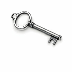 Vintage Metal Key Isolated on White Background for Creative Use