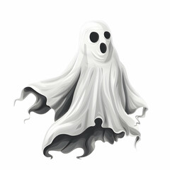 Spooky Cartoon Ghost with Floating White Sheet and Frightened Face