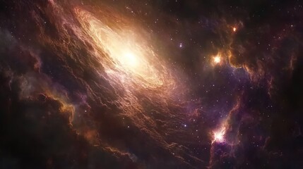 Naklejka premium Cosmic spiral galaxy nebula