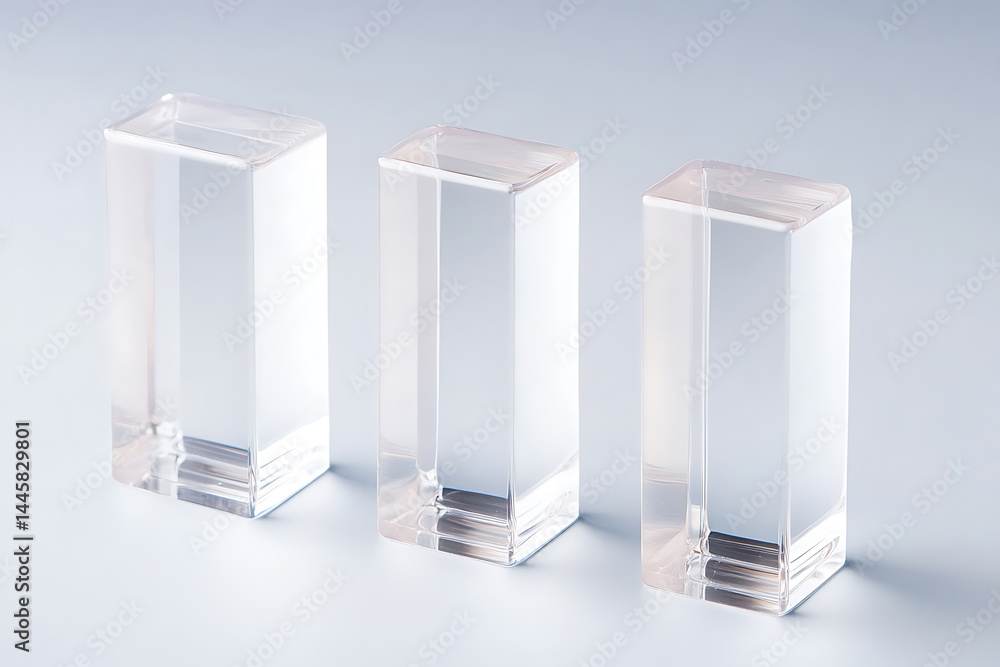 Aufkleber three transparent rectangular objects in a row, showcasing modern design and clarity. perfect for mi