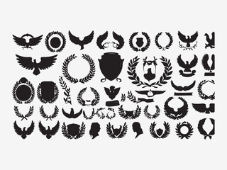 set of black and white owls