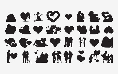 vector silhouettes of family