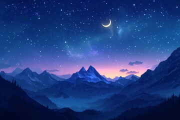Starry mountain night sky
