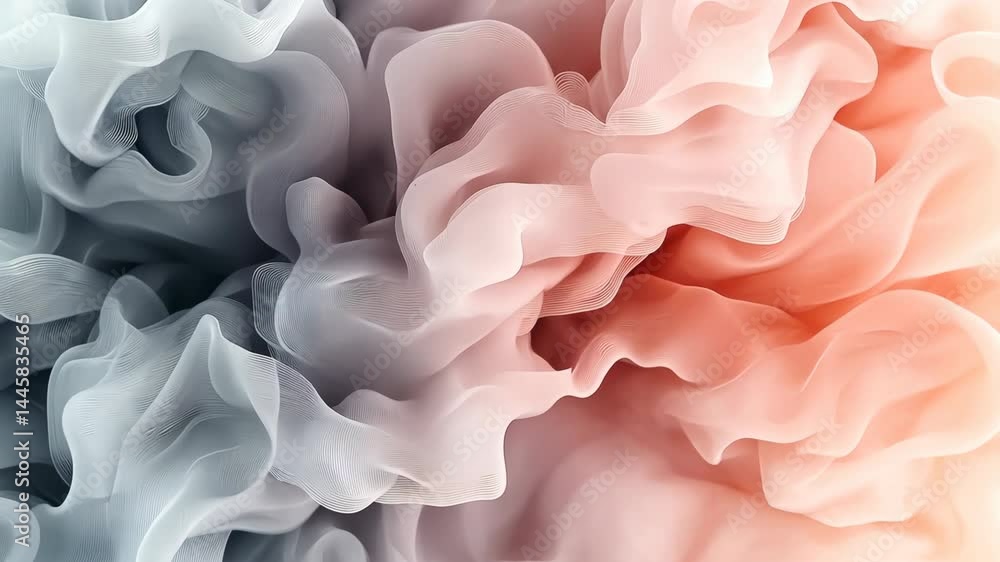 Aufkleber delicate fabric forms swirl together in soft gray and peach shades, creating a soothing and abstract