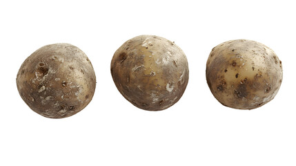 Fototapeta premium Four Isolated Potatoes on White Background - Professional Food Photography