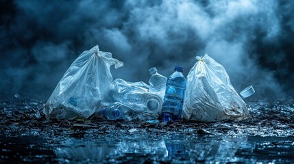 Obraz premium Plastic waste polluting the environment
