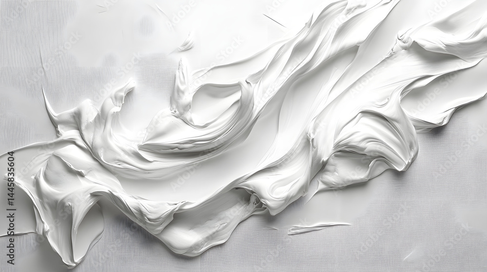 Poster minimalist studio setting artistic white texture and abstract digital artwork from a top view perspe