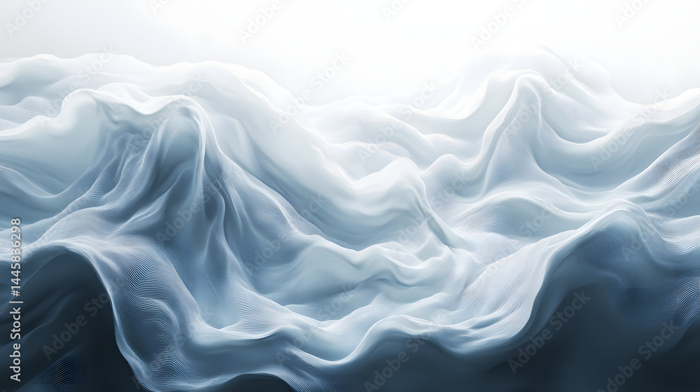 Poster abstract liquid waves on horizontal white background artistic concept minimalist display modern view