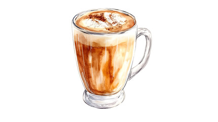 Hand Drawn Watercolor Latte Isolated on White Background