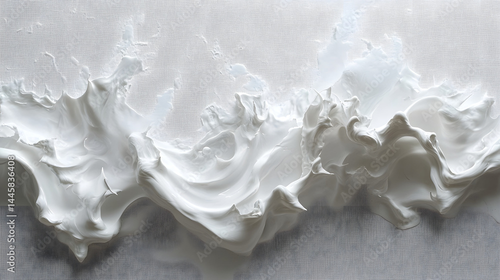Aufkleber dynamic white texture creation process studio photography minimalistic top-down view abstract art