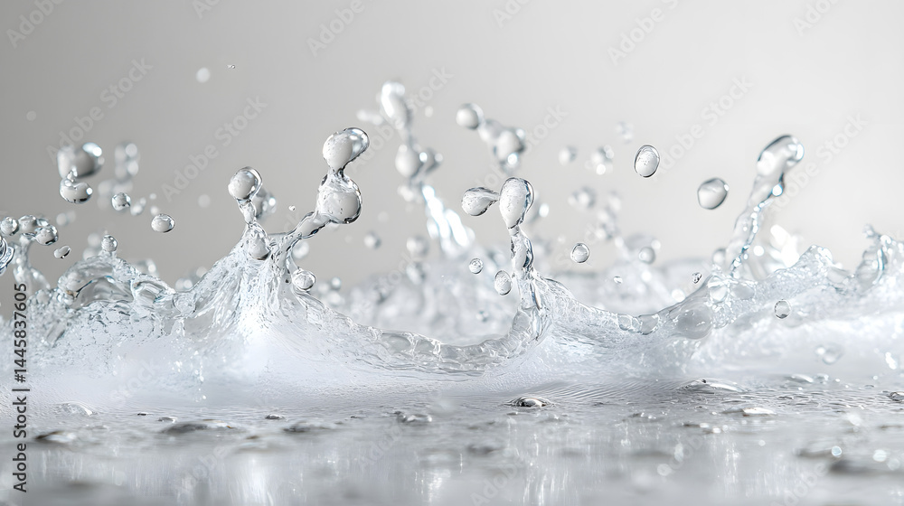 Aufkleber dynamic water splash action on horizontal white background abstract liquid motion studio view