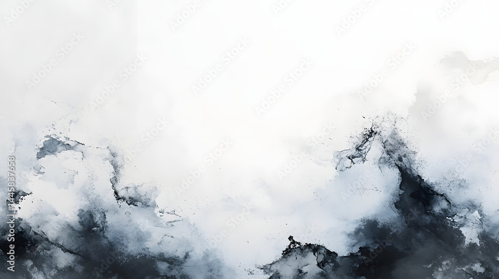 Poster dynamic abstract clouds over pure white background atmospheric art minimalist design tranquil vibe