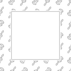 Food frame. doodle fast food square frame. hand drawn food and beverage frame background. food background