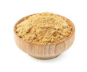 Superfood. Turmeric powder in bowl isolated on white