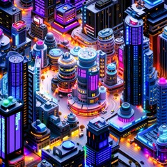 Obraz premium An illustration of a futuristic city at night