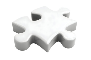 Obraz premium Glossy white puzzle piece. A 3D isolated design. Minimalist, modern, shiny, and smooth. Symbolizes connection and problem-solving