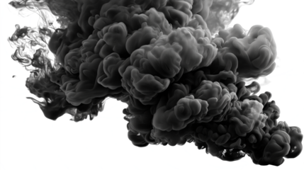 swirling dark smoke  isolated on white transparent background