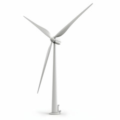 Isolated Wind Turbine on White Background for Renewable Energy Concept