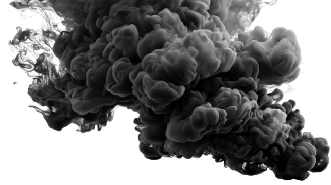 swirling dark smoke  isolated on white transparent background