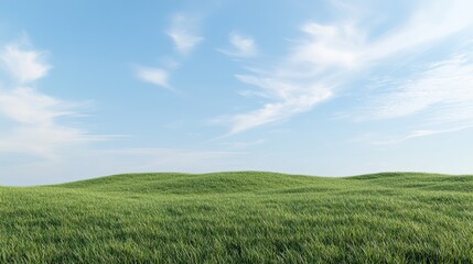Obraz premium Vast, rolling hills of vibrant green grass under a clear, light blue sky.