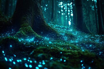 Fototapeta premium Mystical glowing forest floor