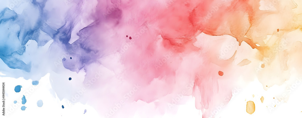 Poster vibrant watercolor swirl: a dynamic watercolor composition explodes with a kaleidoscope of colors, i