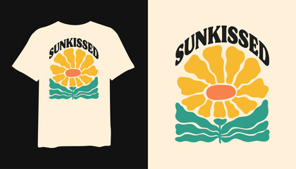 Sunkissed, Matisse Floral T-Shirt design, Summer T-shirt design template, Summer T-shirt design typography, Summer Quote T-shirt design, Summer T-shirt design, print for T-shirt design.