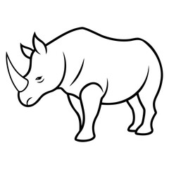 Rhinoceros icon vector outline simple black line art no transparent background