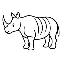 Fototapeta premium Minimalist rhino black line art vector isolated on transparent background