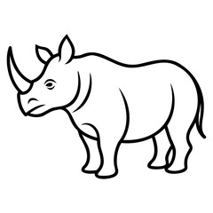Rhinoceros icon vector outline simple black line art no transparent background