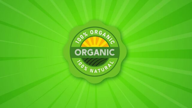 Organic natural stamp emblem label animated green farm product