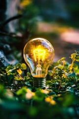 The contrast of bright light against the lush green surroundings.