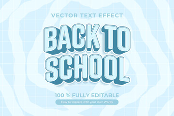 Back to School, Editable Vector Text Effect with Blue Flat Pastel Color Design