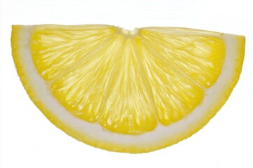 Fresh yellow lemon slice on white background, tangy citrus fruit macro
