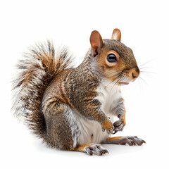 Obraz premium Cute Squirrel Sitting Upright with Fluffy Tail and Bright Eyes