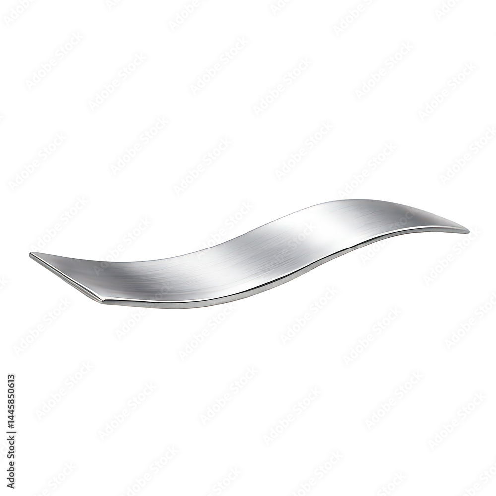 Poster sleek silvery metal holder with a distinctive wavy profile, designed as a simple yet elegant rest fo