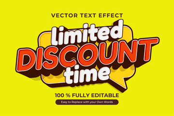 Limited time discount, editable vector text effect for promotions, perfect for marketing.