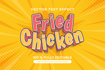 Fried Chicken, Editable Vector Text Effect with Comic Book Style