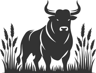 Vector bull silhouette design
