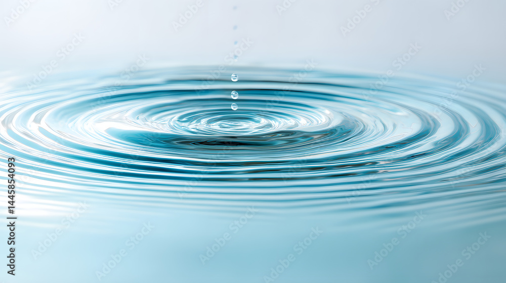 Aufkleber water ripple: a tranquil view of a water surface showing the circular pattern from a single water dr