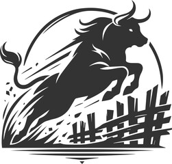 Vector bull silhouette design