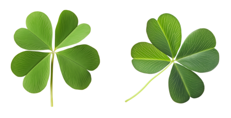 Single four leaf clover isolated on white or transparent background cutout PNG