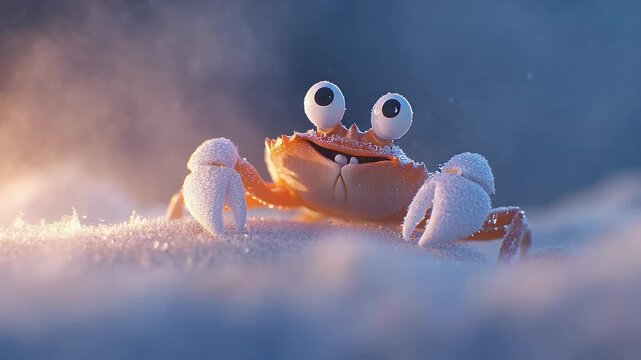 Cute orange crab with frost