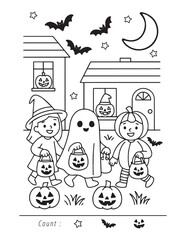 Printable Halloween coloring page for kids, preschool or kindergarten class activity, waiting fun