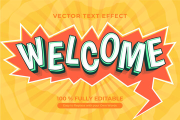 Welcome, editable text effect with pop art style